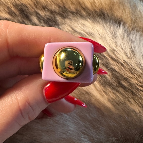 Retro Lavender Gold Bubble Resin Statement Ring - Picture 4 of 6